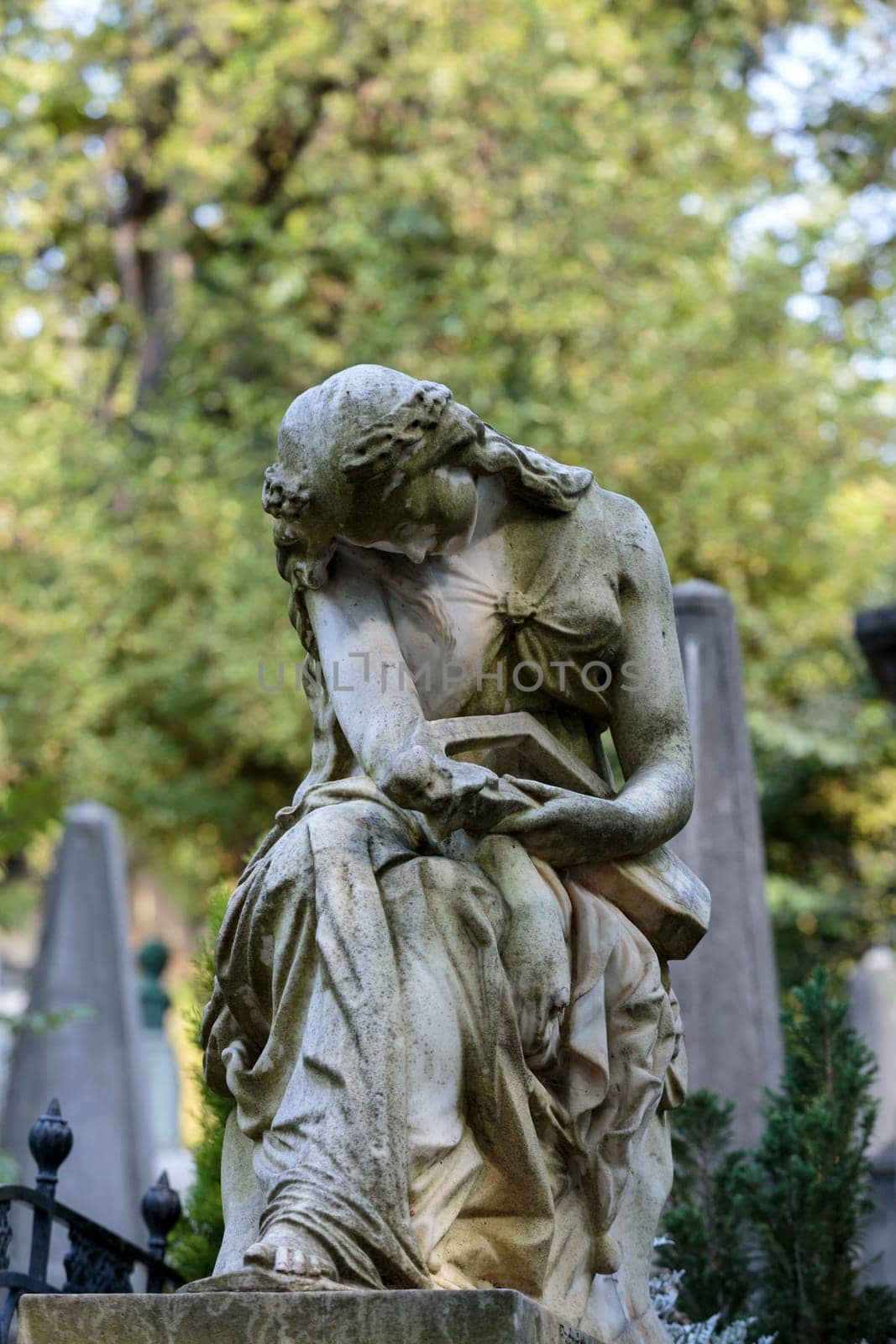 PARIS, FRANCE - SEPT 12, 2014: Tomb of Frederic Chopin, famous Polish composer, at Pere Lachaise cemetery in Paris, France