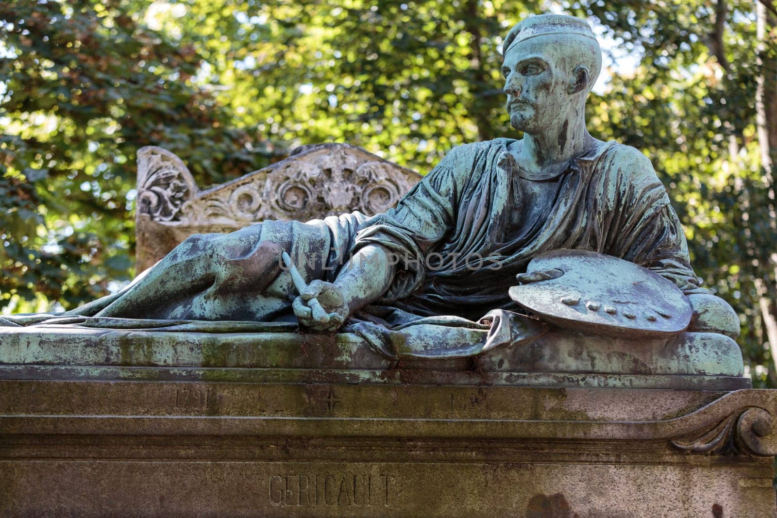 PARIS, FRANCE - SEPT 12, 2014: View of Pere Lachaise. World's most visited cemetery, attracting thousands of visitors to graves of those who have enhanced French life over past 200 years.