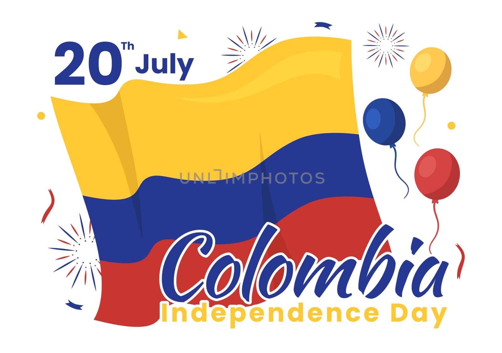 Colombia Independence Day Vector Illustration with Waving Flag in National Holiday Celebration Flat Cartoon Hand Drawn Landing Page Templates