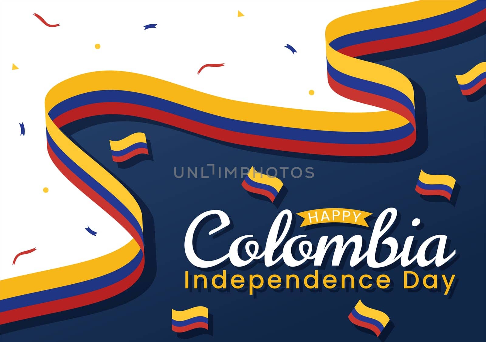 Colombia Independence Day Vector Illustration with Waving Flag in National Holiday Celebration Flat Cartoon Hand Drawn Landing Page Templates