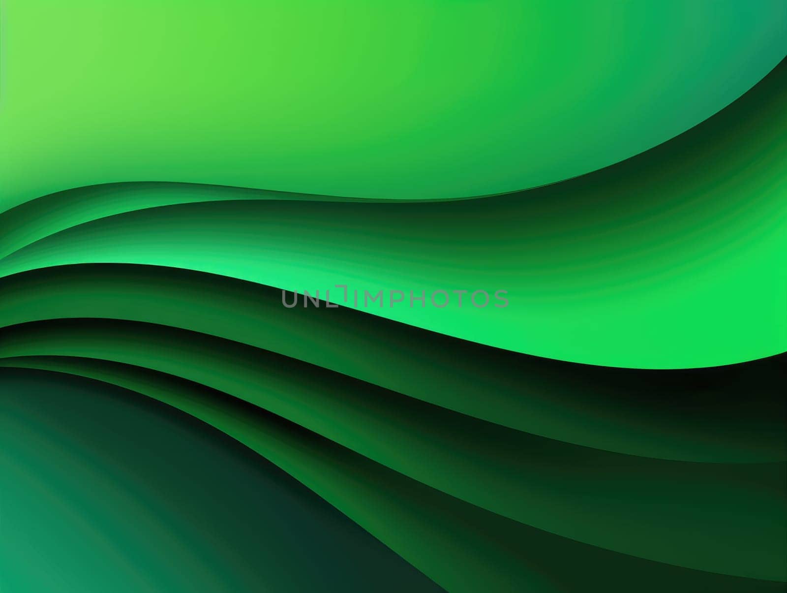 Green wave and line abstract background. Generative AI.