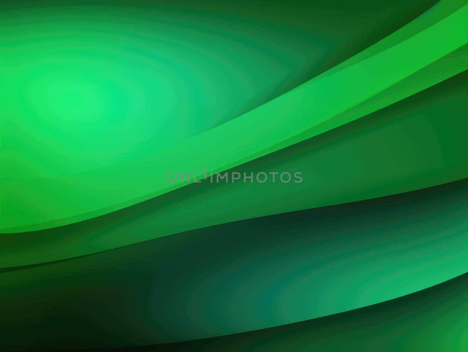 Green wave and line abstract background. Generative AI.