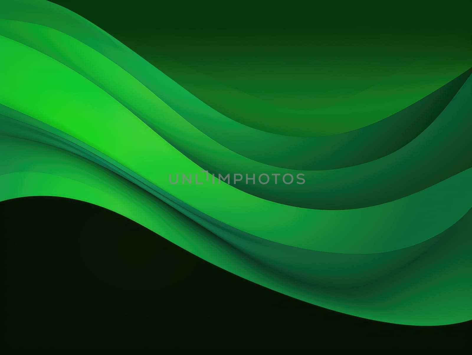 Green wave and line abstract background. Generative AI.