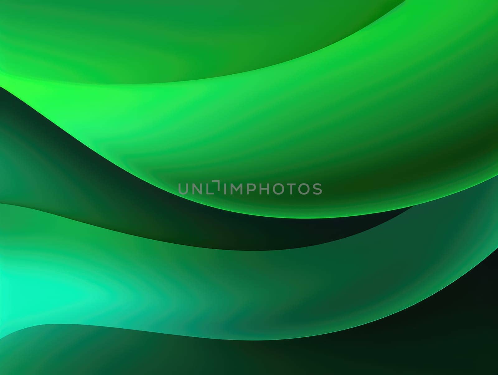Green wave and line abstract background. Generative AI.