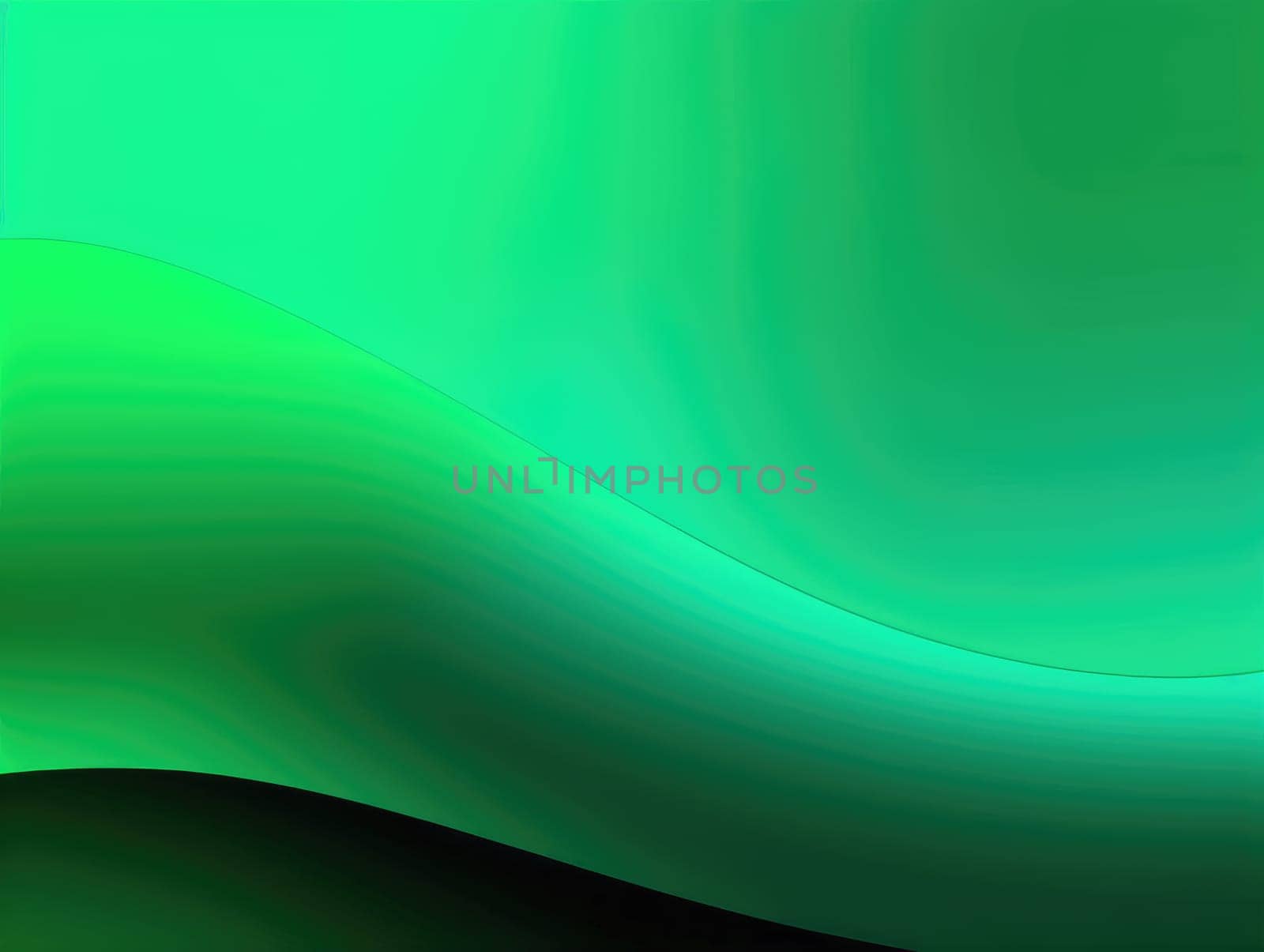 Green wave and line abstract background. Generative AI.