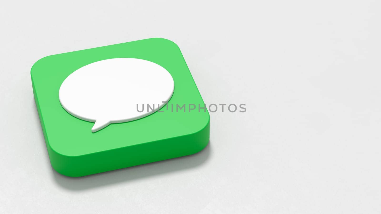 Messages App Icon 3D Symbol Shape on Plastered Gray Background with Copy Space 3D Illustration