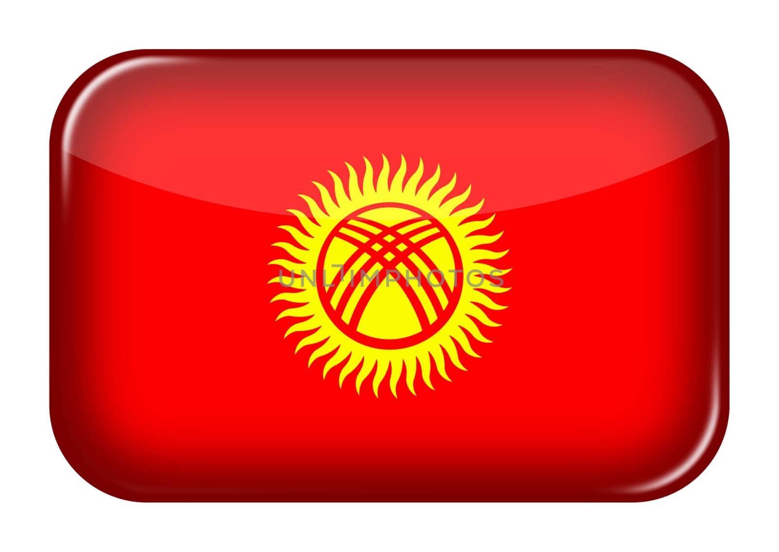 A Kyrgyzstan web icon rectangle button with clipping path 3d illustration