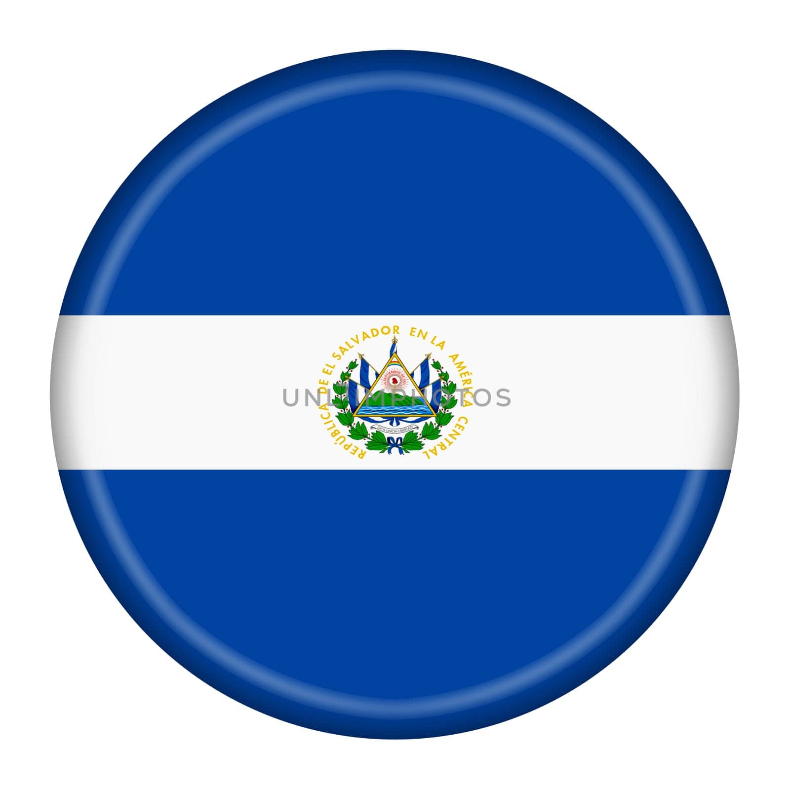 An El Salvador flag button 3d illustration with clipping path