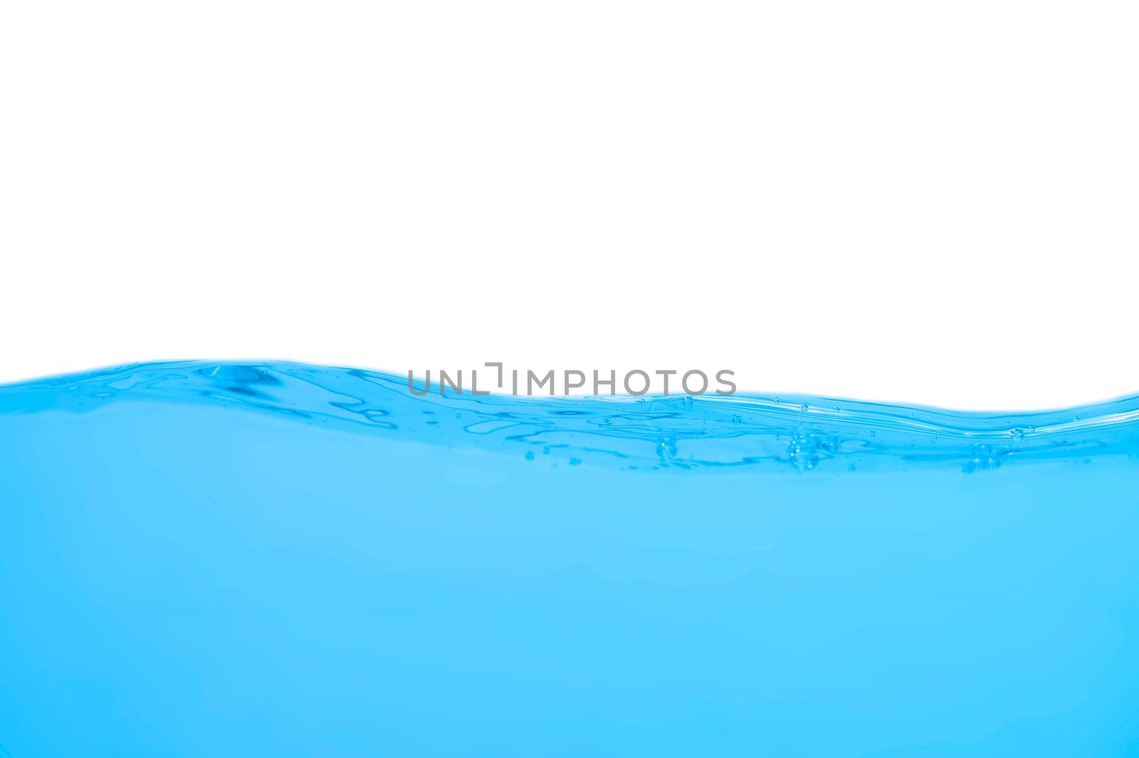 Water wave with bubbles on a white background