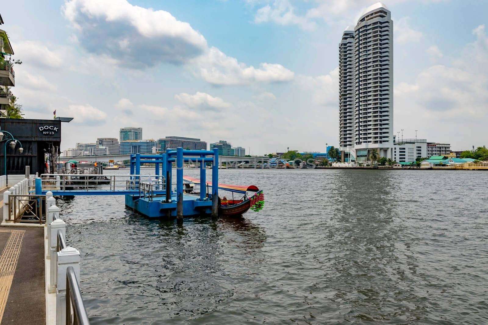 Bangkok,Thailand - Mar 30 , 2023 : Phra Arthit It is a pier on the Chao Phraya River. next to Santi Chai Prakan Park It is a pier that is close to tourist attractions and restaurants in Bangkok.