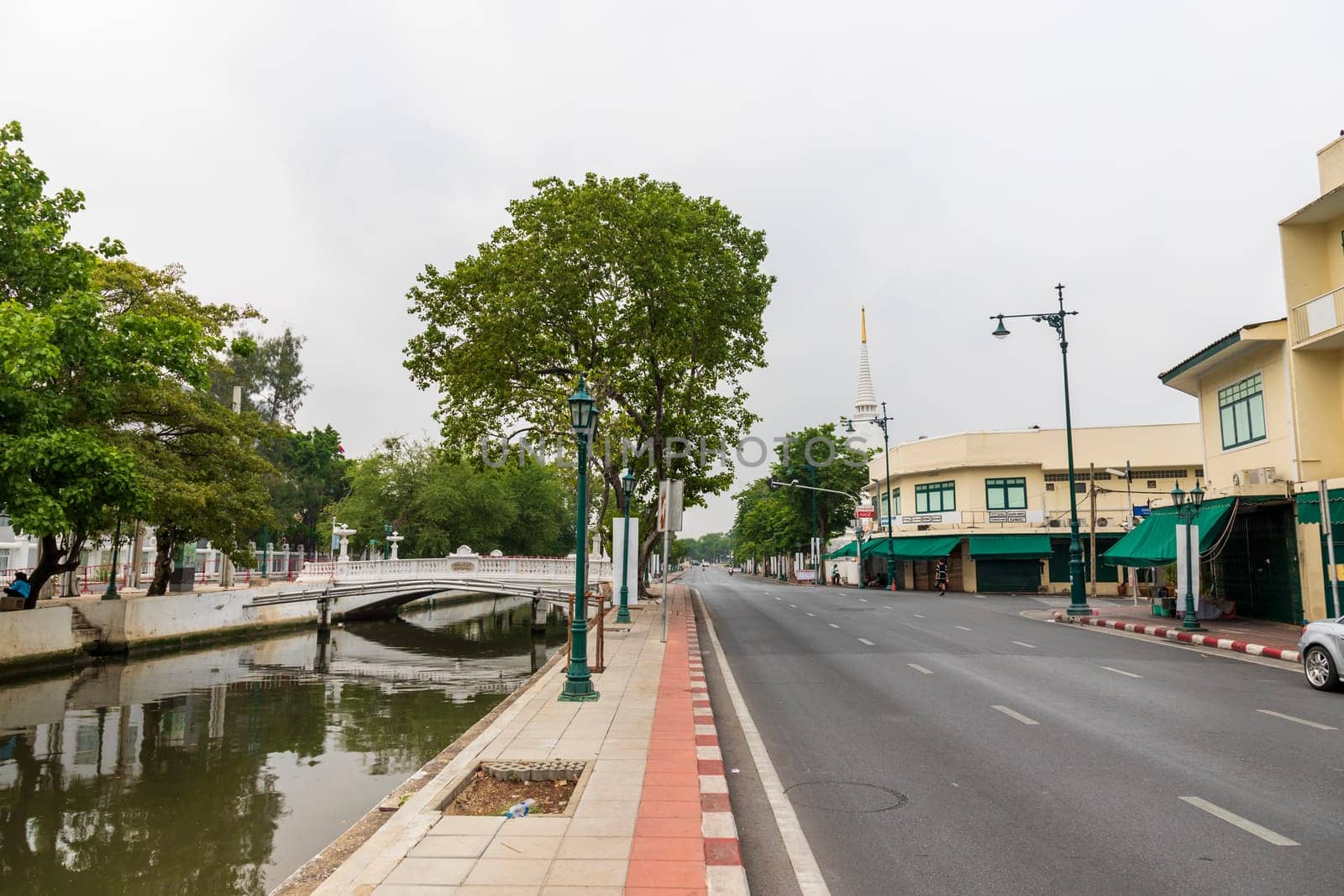 Bangkok,Thailand - April 16, 2023: The Khlong Rop Krung is a historical canal in Bangkok. Known for its beautiful scenery and traditional way of life. It's a great place to explore the city's cultural