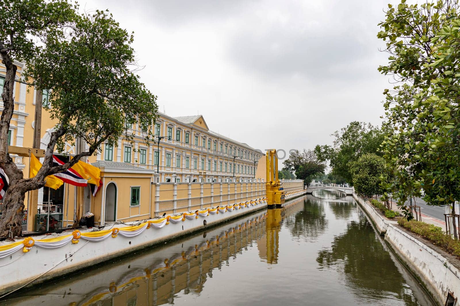 Bangkok,Thailand - April 16, 2023: The Khlong Rop Krung is a historical canal in Bangkok. Known for its beautiful scenery and traditional way of life. It's a great place to explore the city's cultural