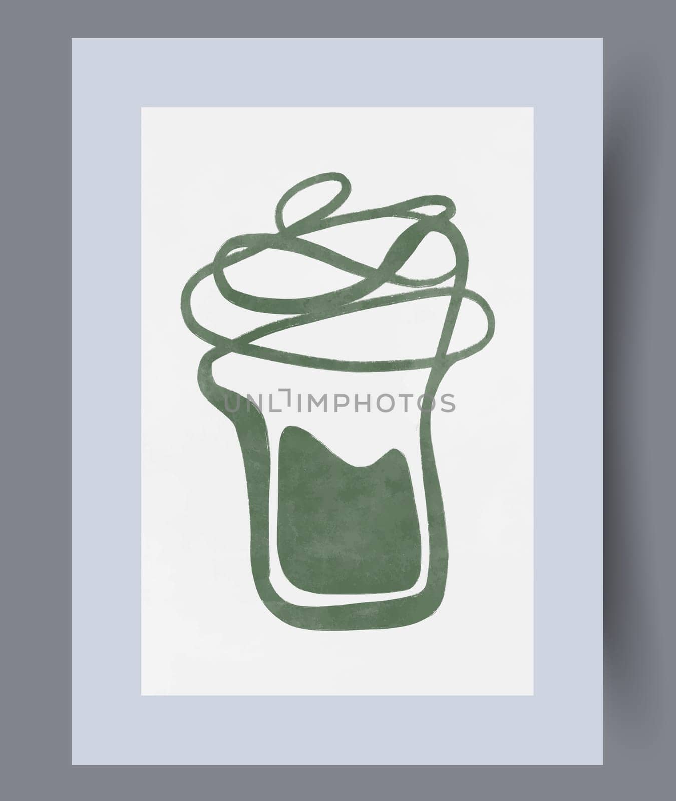 Abstract mugs asymmetry coffee wall art print. Printable minimal abstract mugs poster. Contemporary decorative background with coffee. Wall artwork for interior design.