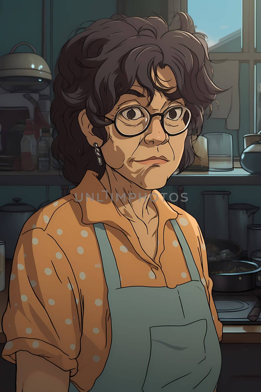 A 50 year old Latina woman is being portrayed in a cozy kitchen. (generative AI)