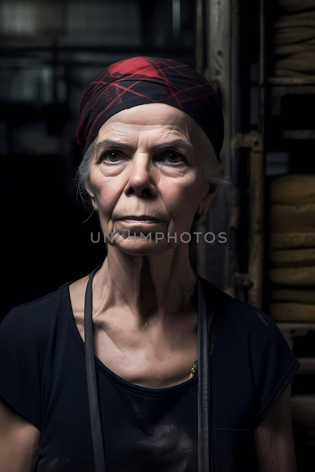 A 50-year-old woman of Middle Eastern descent haggles with vendors at a marketplace. (generative AI)