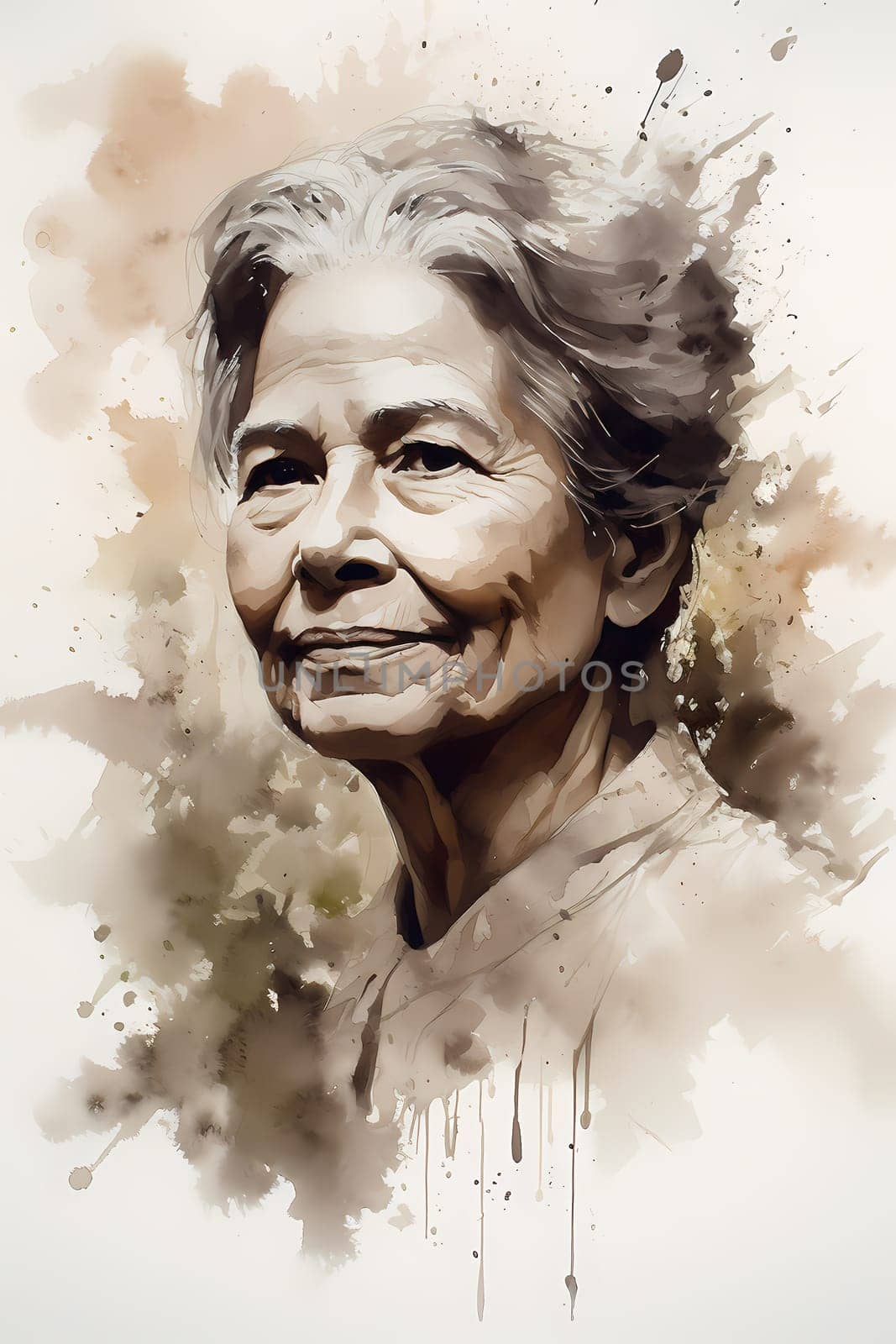 A 60-year-old Latina woman is being portrayed in a lush garden. (generative AI)