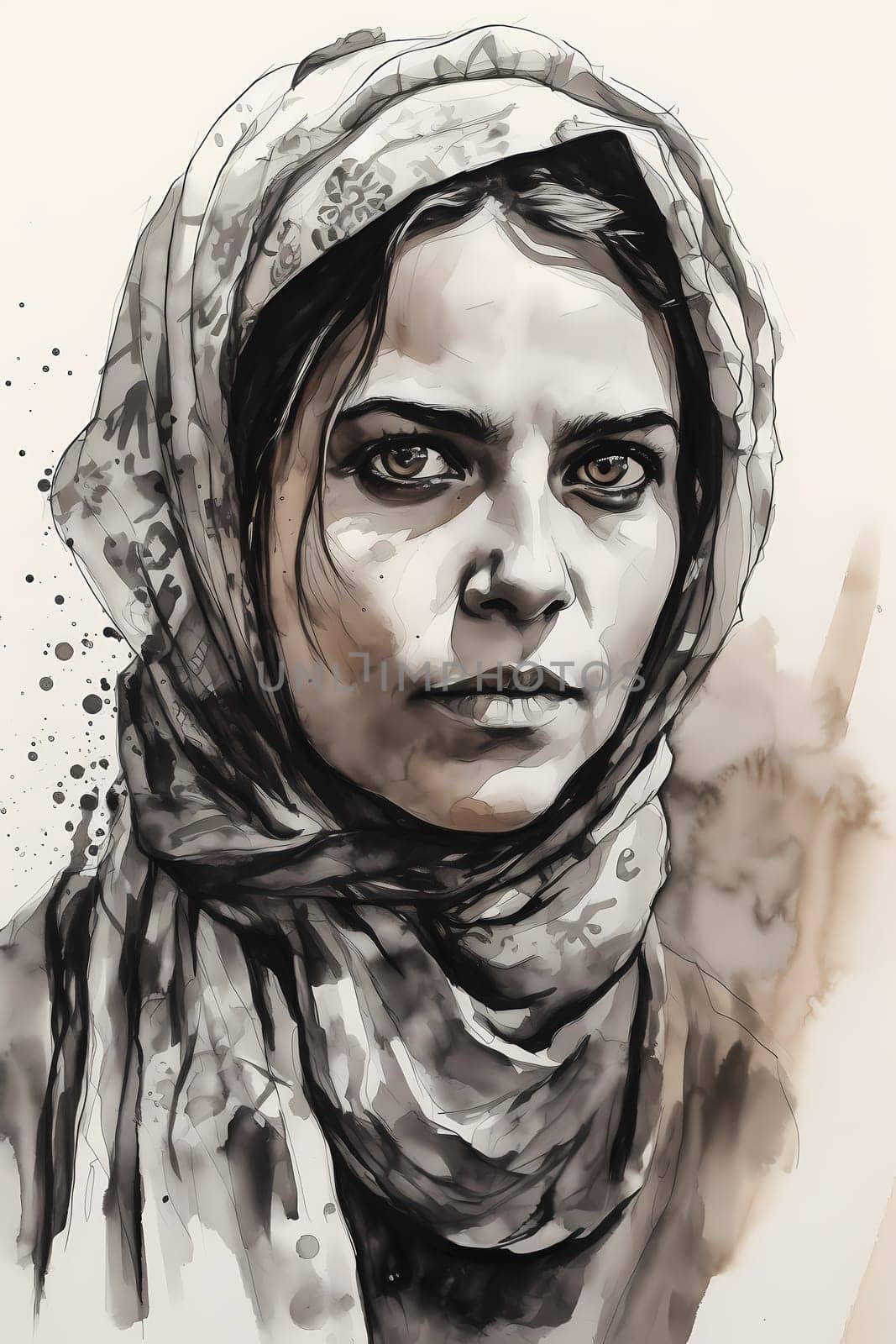 A sophisticated Middle Eastern woman of 35 years old is shopping for spices and fabrics in a vibrant traditional market. (generative AI)