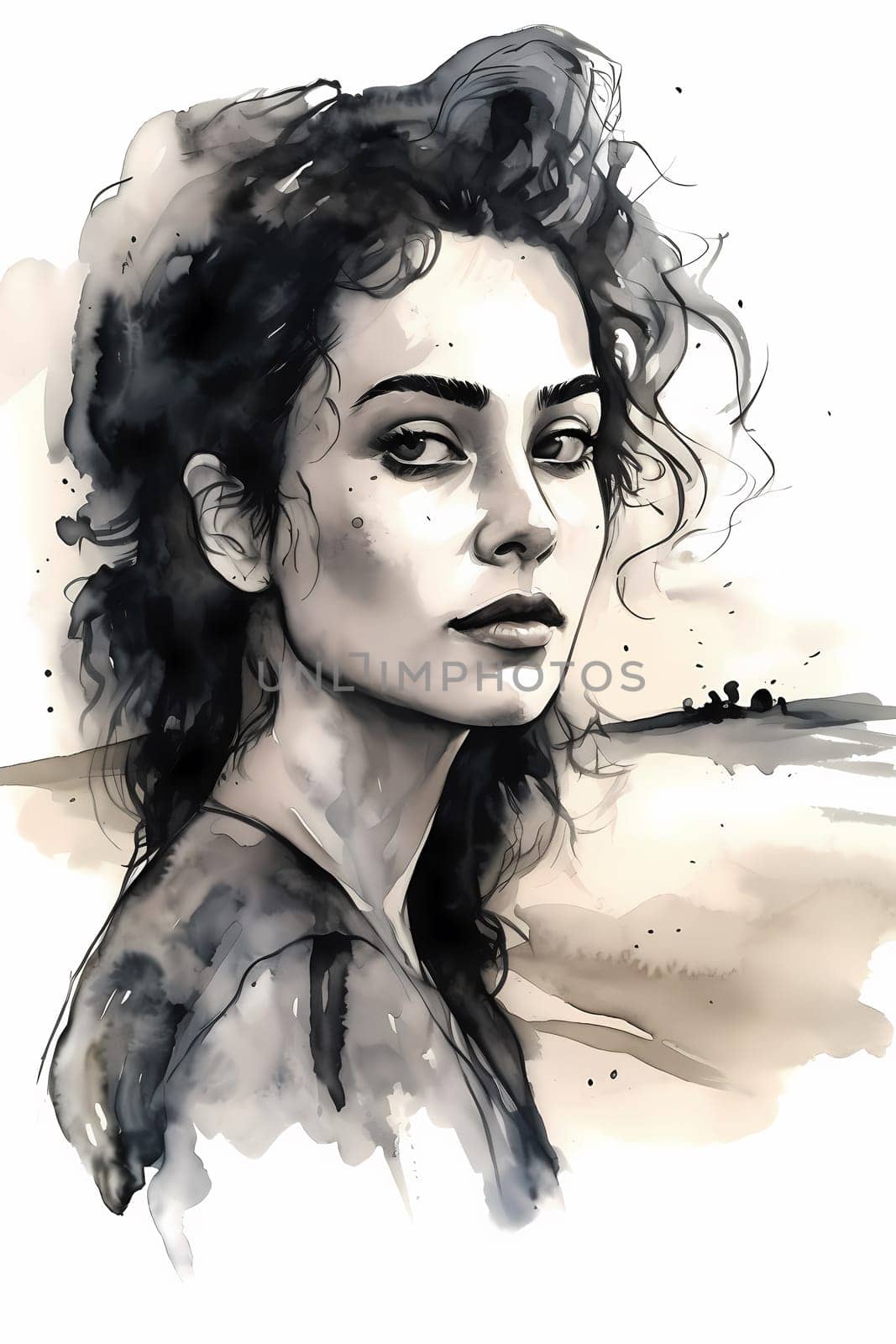 A youthful Hispanic woman of 19 years old stands on a sandy beach with the sea in the background. (generative AI)