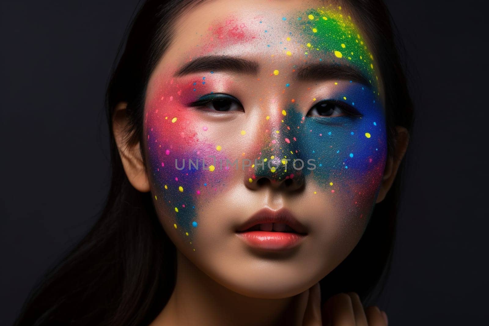 A woman 50 years old Asian is being portrayed in a beautiful rice field setting (generative AI)