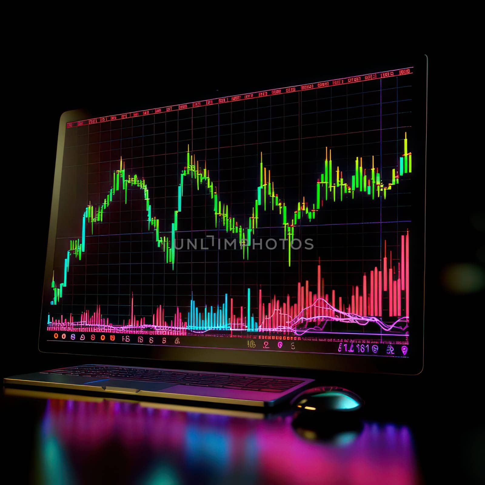 Chart pattern of forex market on computer screen