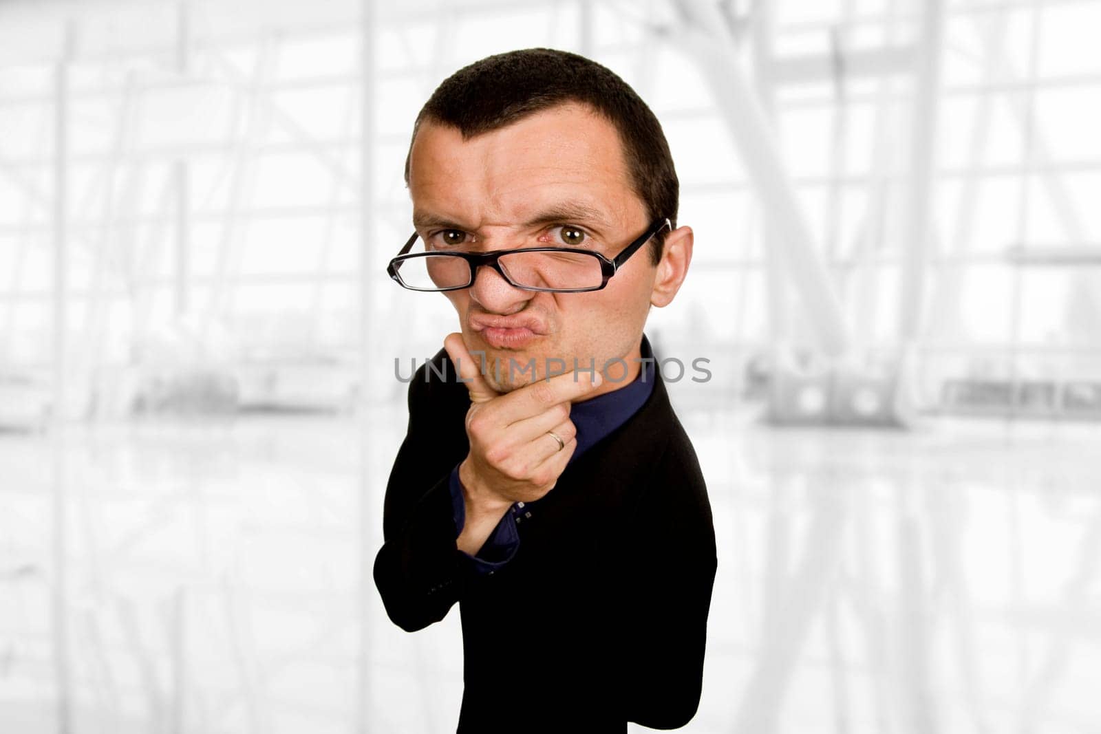 young distorted business man at the office