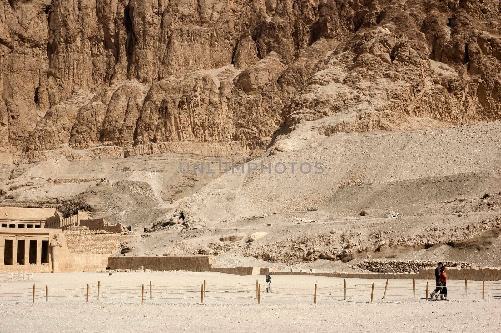 Luxor, Egypt - April 16 2008: Tourists visiting the temple of Hatshepsut, Luxor, Egypt