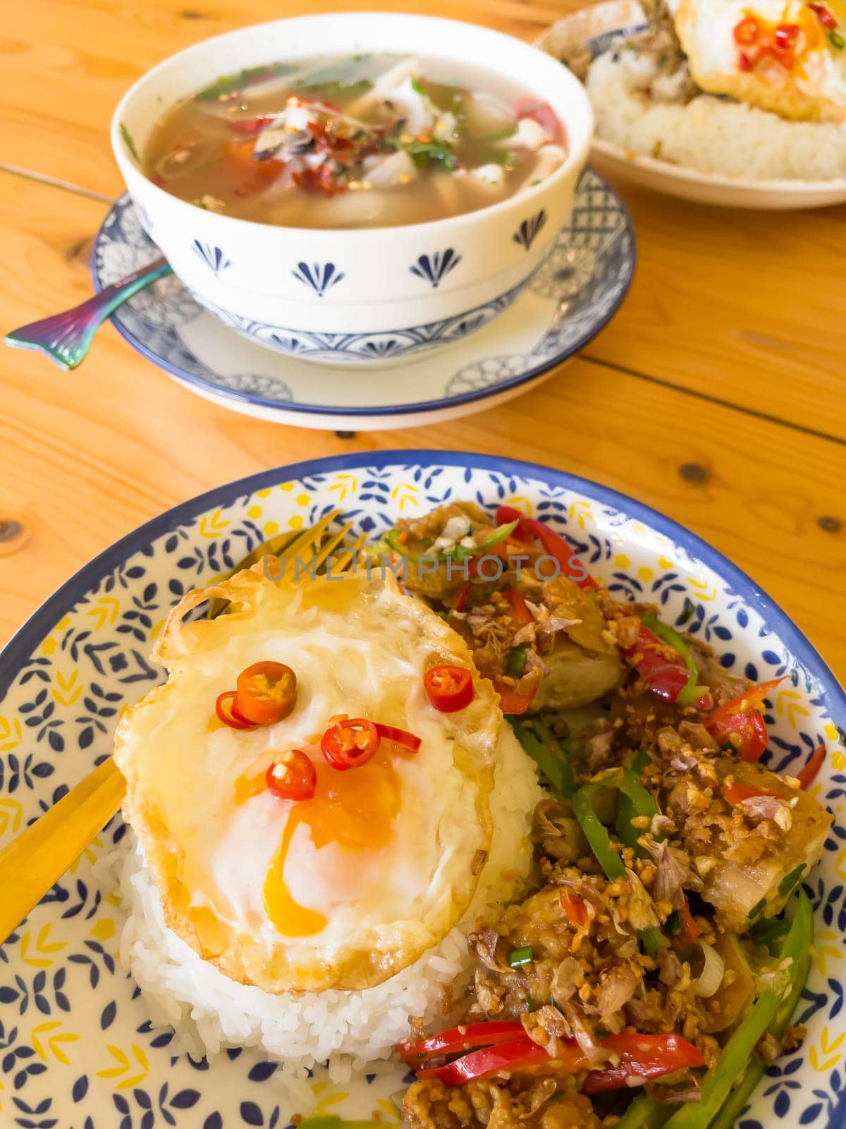 Breakfast street food in Thailand, stock photo