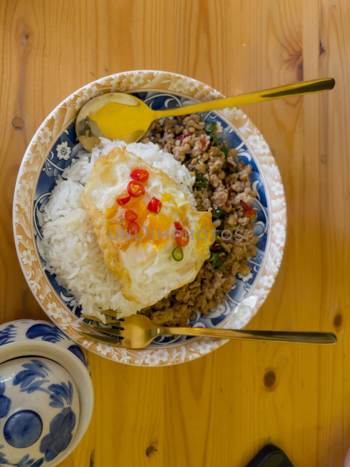 Breakfast street food in Thailand, stock photo