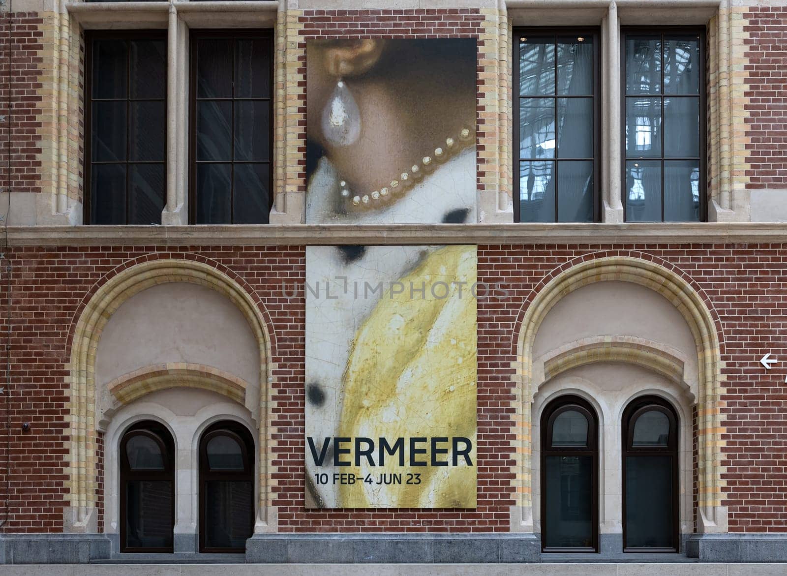 Amsterdam, Netherlands - April 21, 2023: The Rijksmuseum in Amsterdam - the largest exhibition on Dutch painter Johannes Vermeer ever - displaying 28 of his masterpieces