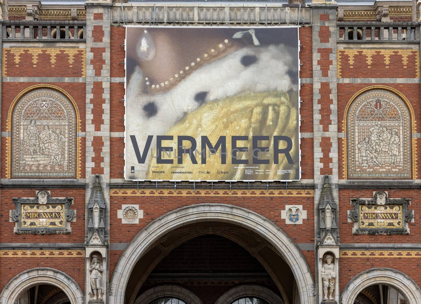 Amsterdam, Netherlands - April 21, 2023: The Rijksmuseum in Amsterdam - the largest exhibition on Dutch painter Johannes Vermeer ever - displaying 28 of his masterpieces