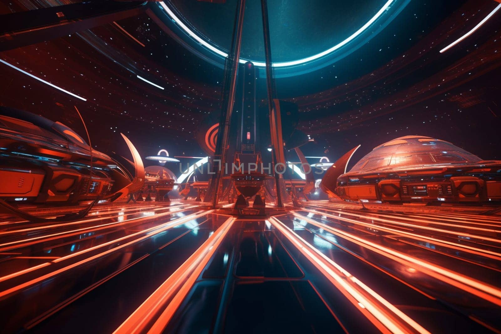In a futuristic spaceport, spacecraft of all kinds launch into the stars to explore and conquer new worlds. The energy and excitement is palpable, as astronauts and spacefaring adventurers embark on epic journeys through the cosmos in search of new life, new resources, and new frontiers of human achievement. (generative AI)