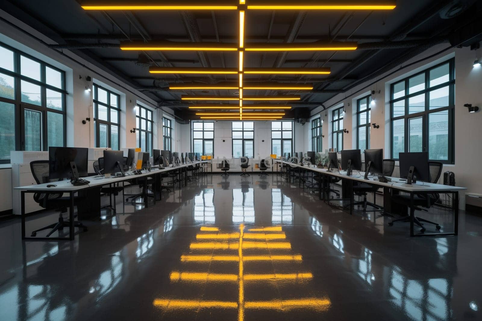 The co-working space is a place where entrepreneurs and freelancers can thrive, sharing ideas and creating innovations together. The vibe is energetic and the atmosphere is always buzzing with creativity. (generative AI)
