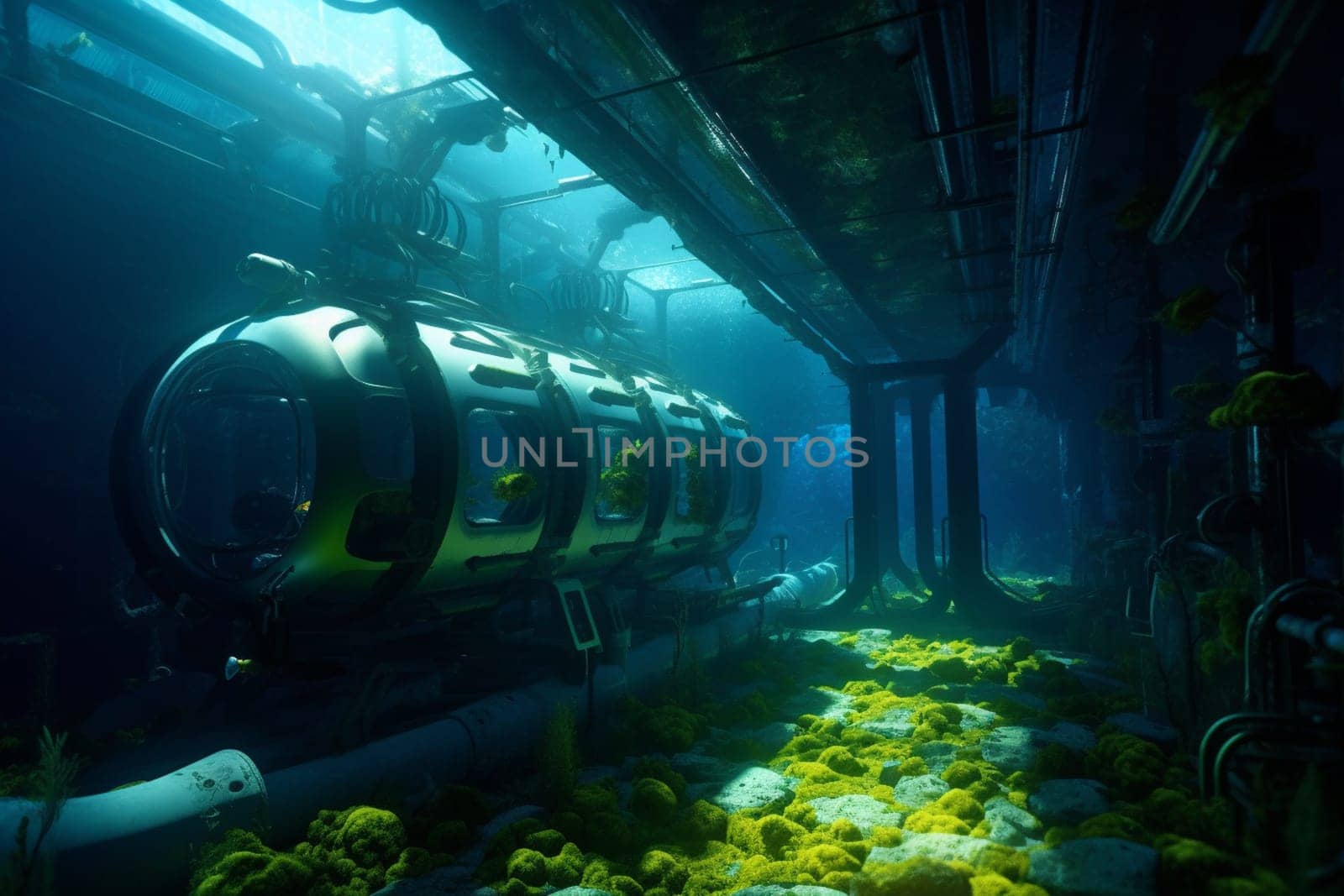 Deep beneath the ocean's surface lies a hub of cutting-edge research and development, where experts from diverse fields come together to explore the mysteries of the sea and create breakthrough innovations. Amidst the pressures of the deep, they must work together to overcome challenges and unlock the secrets of the underwater world. (generative AI)