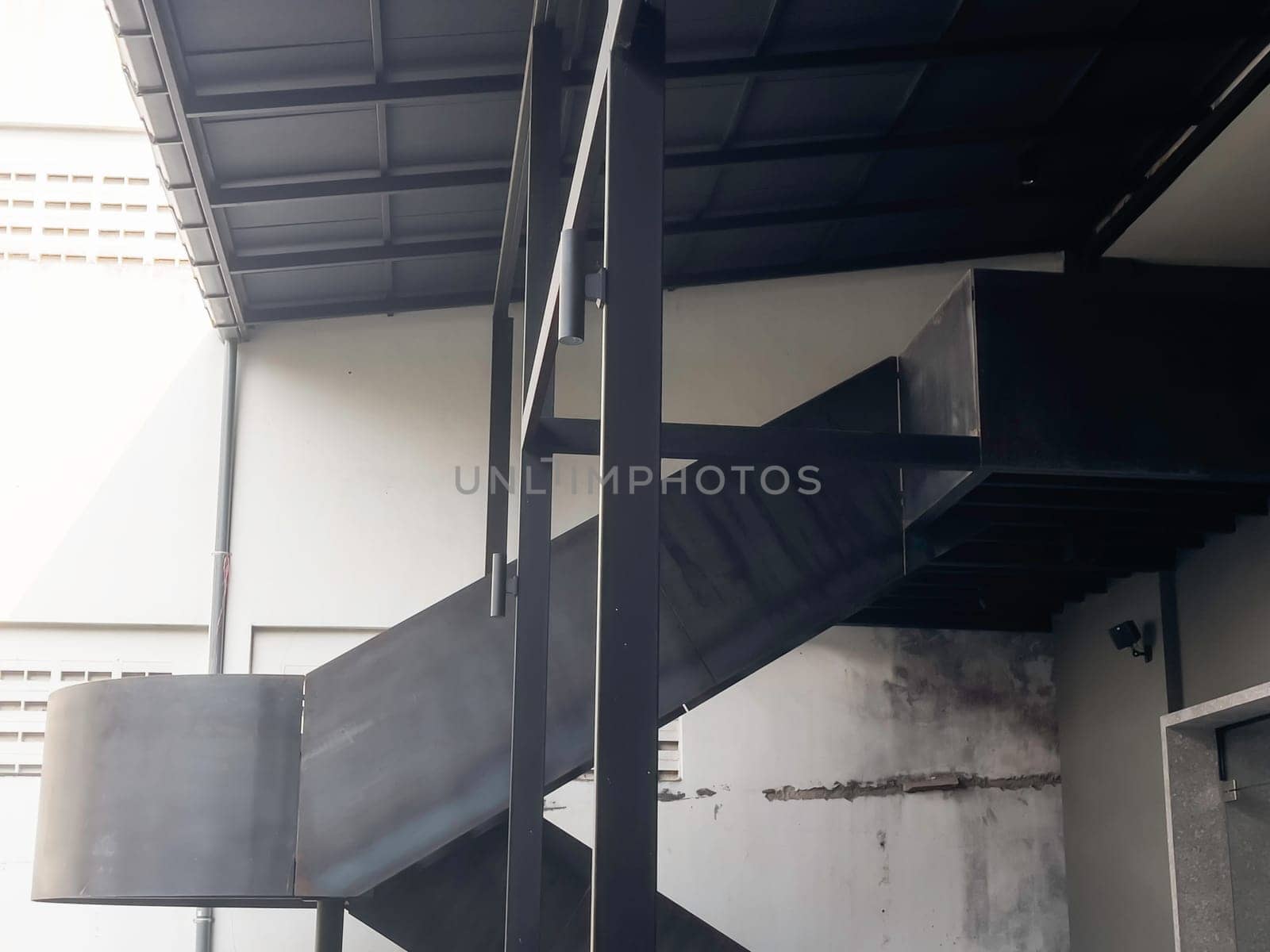 Summer sunlight building facade outdoors, stock photo