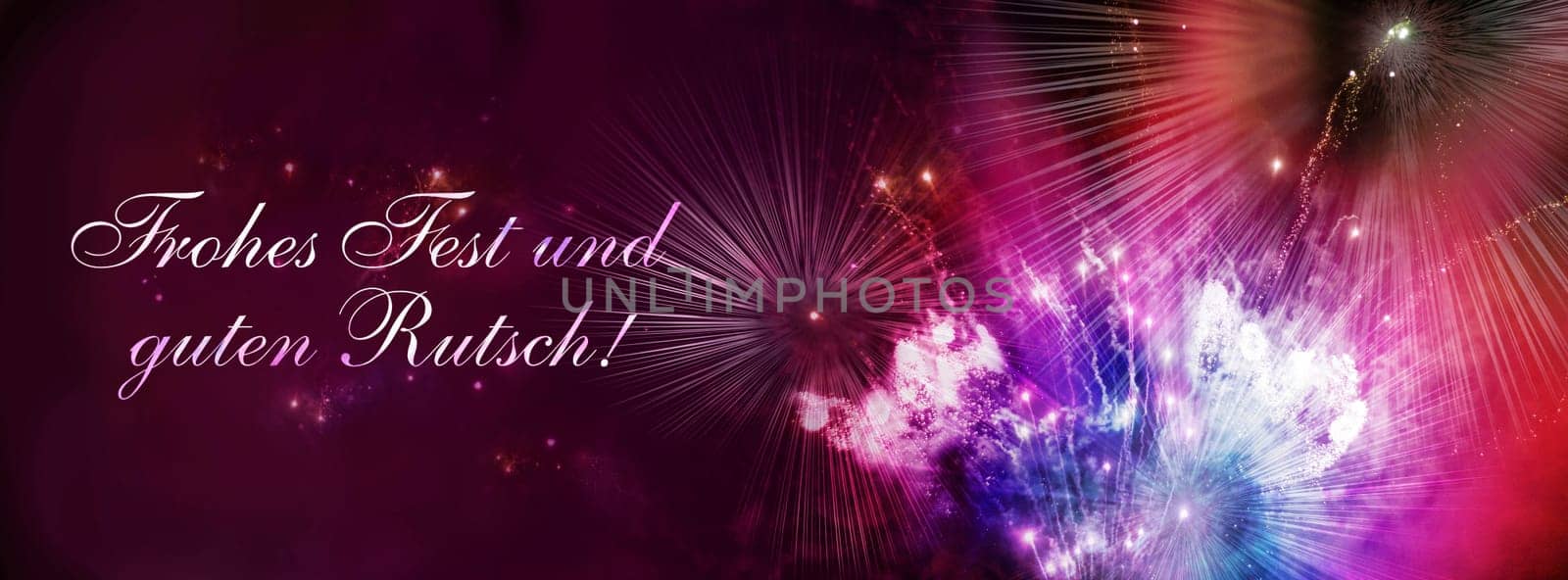 New Year's card with fireworks picture and text