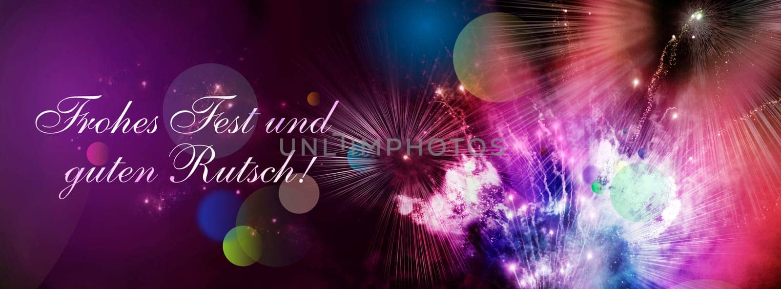 New Year's card with fireworks picture and text