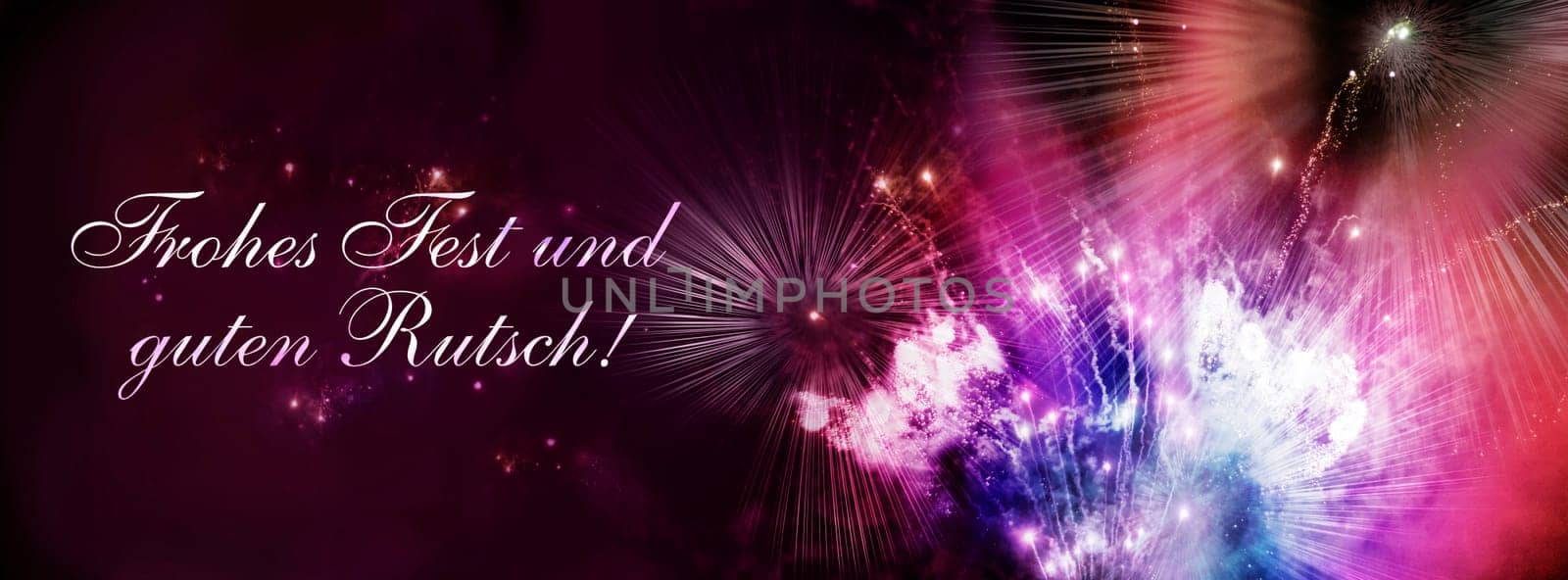 New Year's card with fireworks picture and text