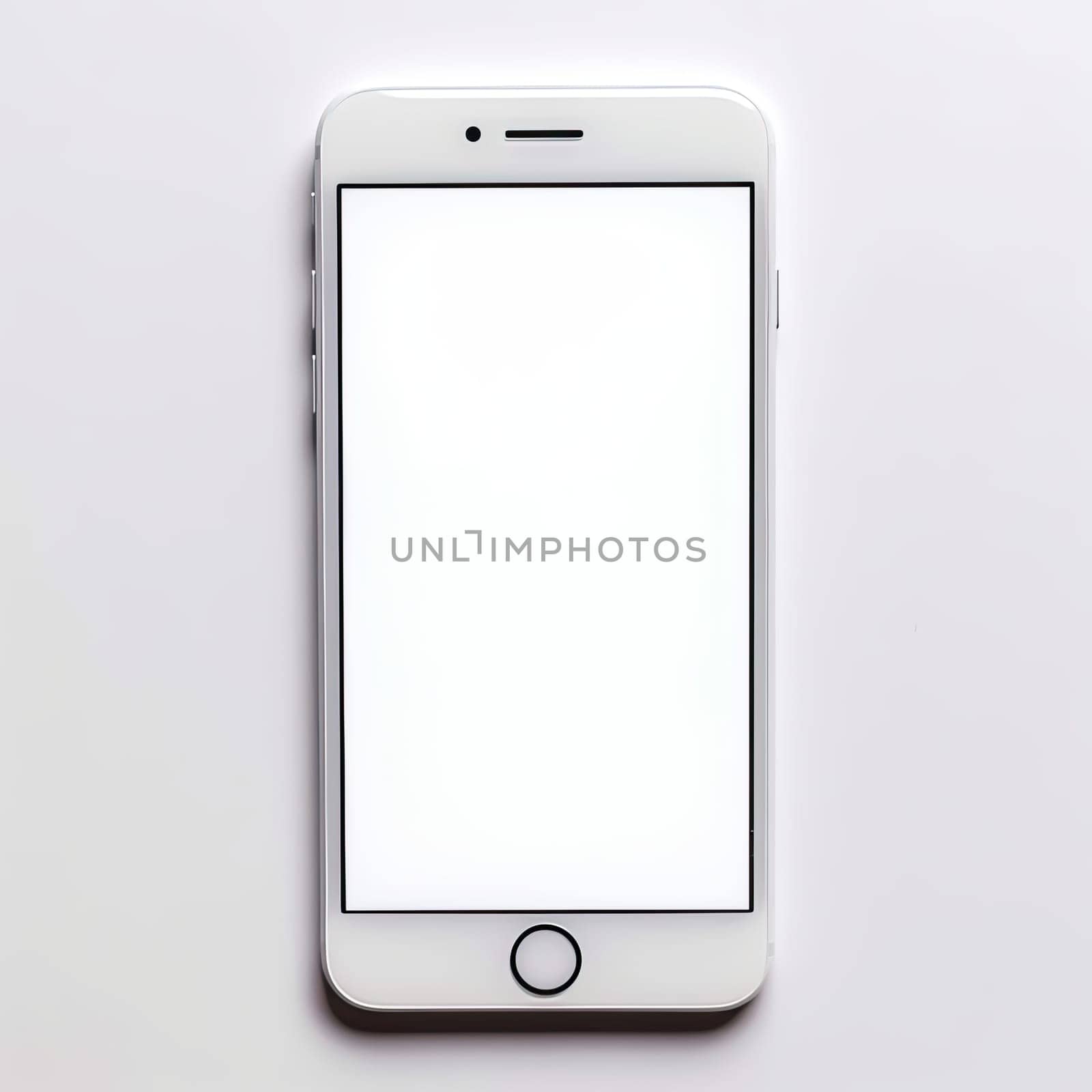 A cellphone with an empty screen in a white background