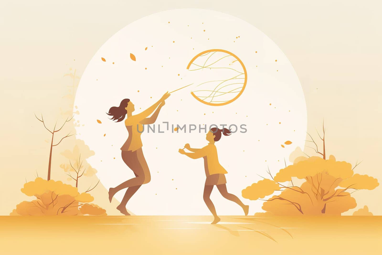 Mother and Child Bond. happy mothers day celebration .illustration. line drawing