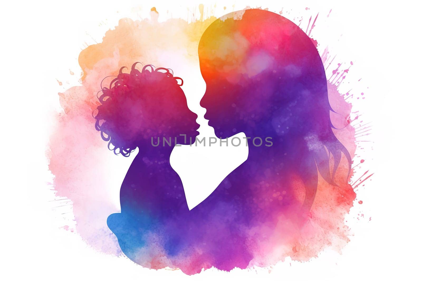 Mother and Child Bond. happy mothers day celebration .illustration. line drawing