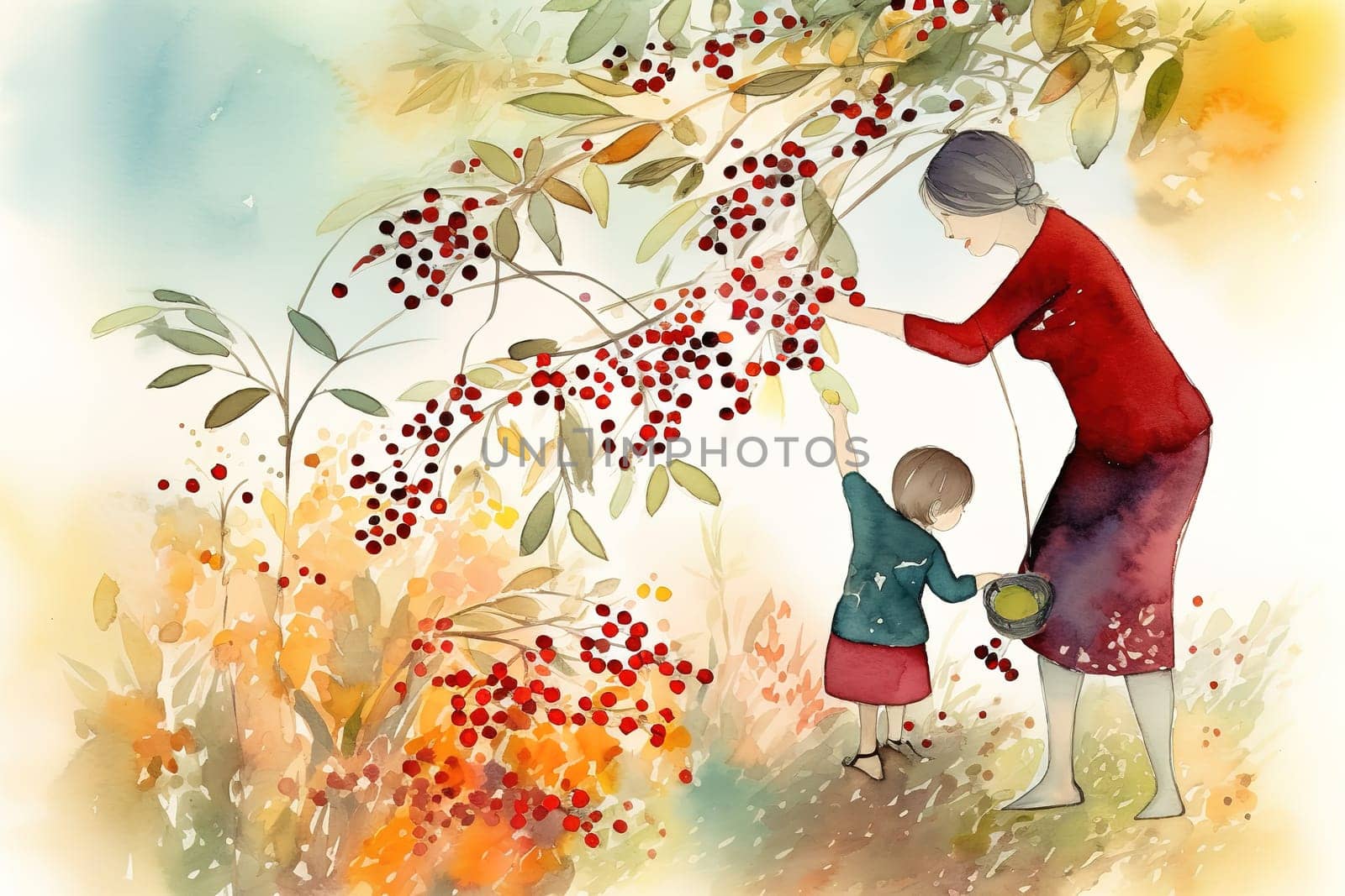 Mother and Child Bond. happy mothers day celebration .illustration. line drawing