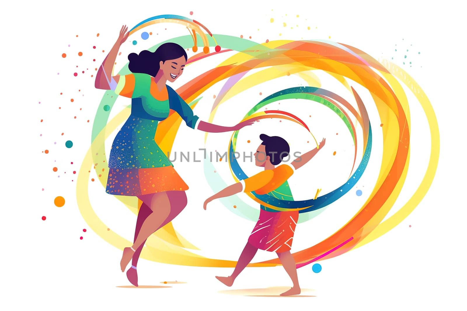 Mother and Child Bond. happy mothers day celebration .illustration. line drawing