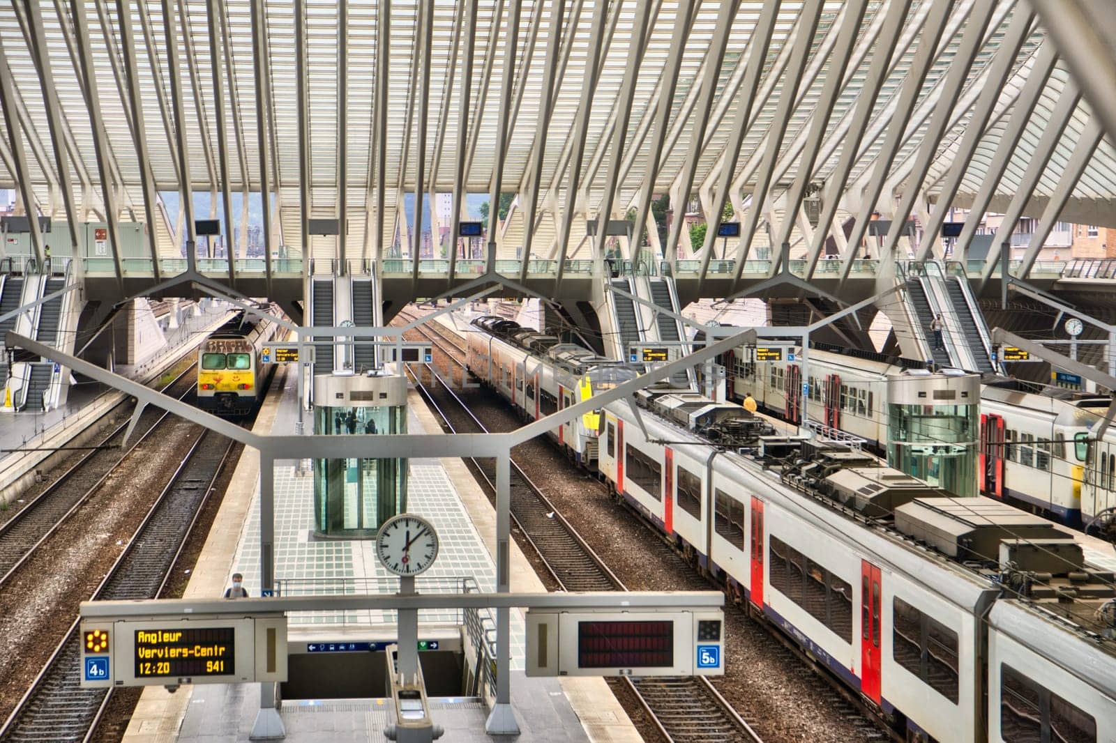Liege, Belgium, June 2021: Indoor scene of the Train station of liege guillemins.