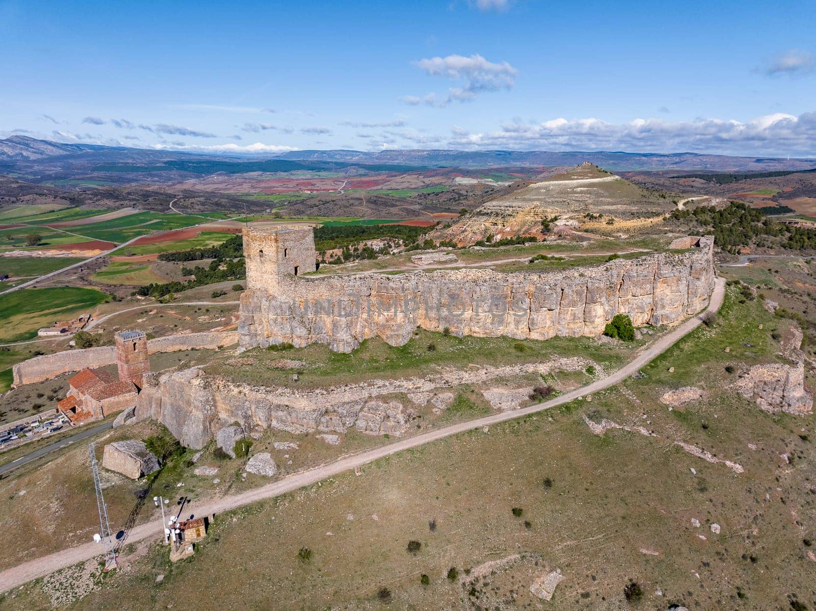 Homenaje tower of Castle Atienza, medieval fortress of the twelfth century (Route of Cid and Don Quixote) Guadalajara province, Castilla-La Mancha, Spain.