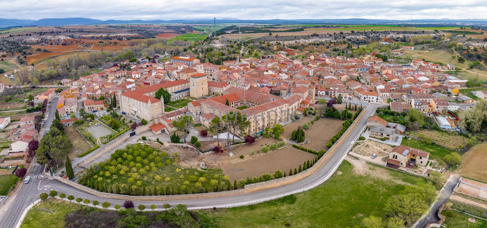 Panoramic aerial view of Caleruega Burgos province Spain