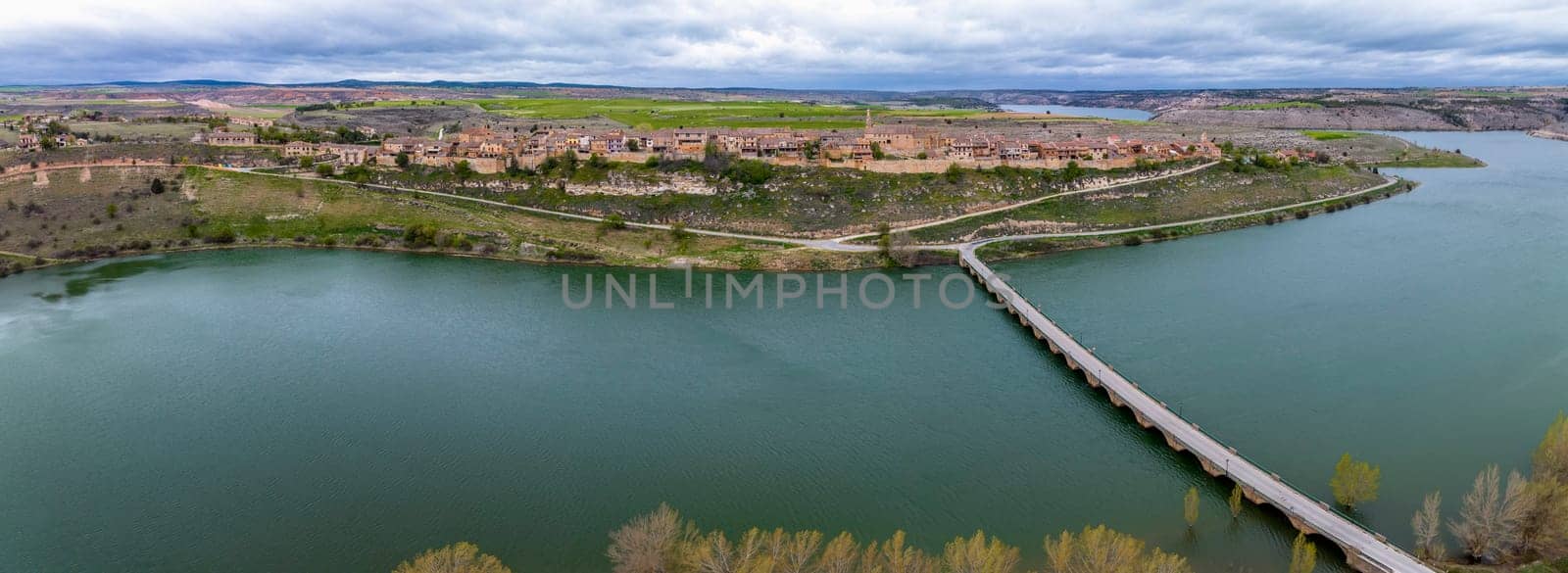 Panoramic aerial view of Madaruelo province of Segovia Spain