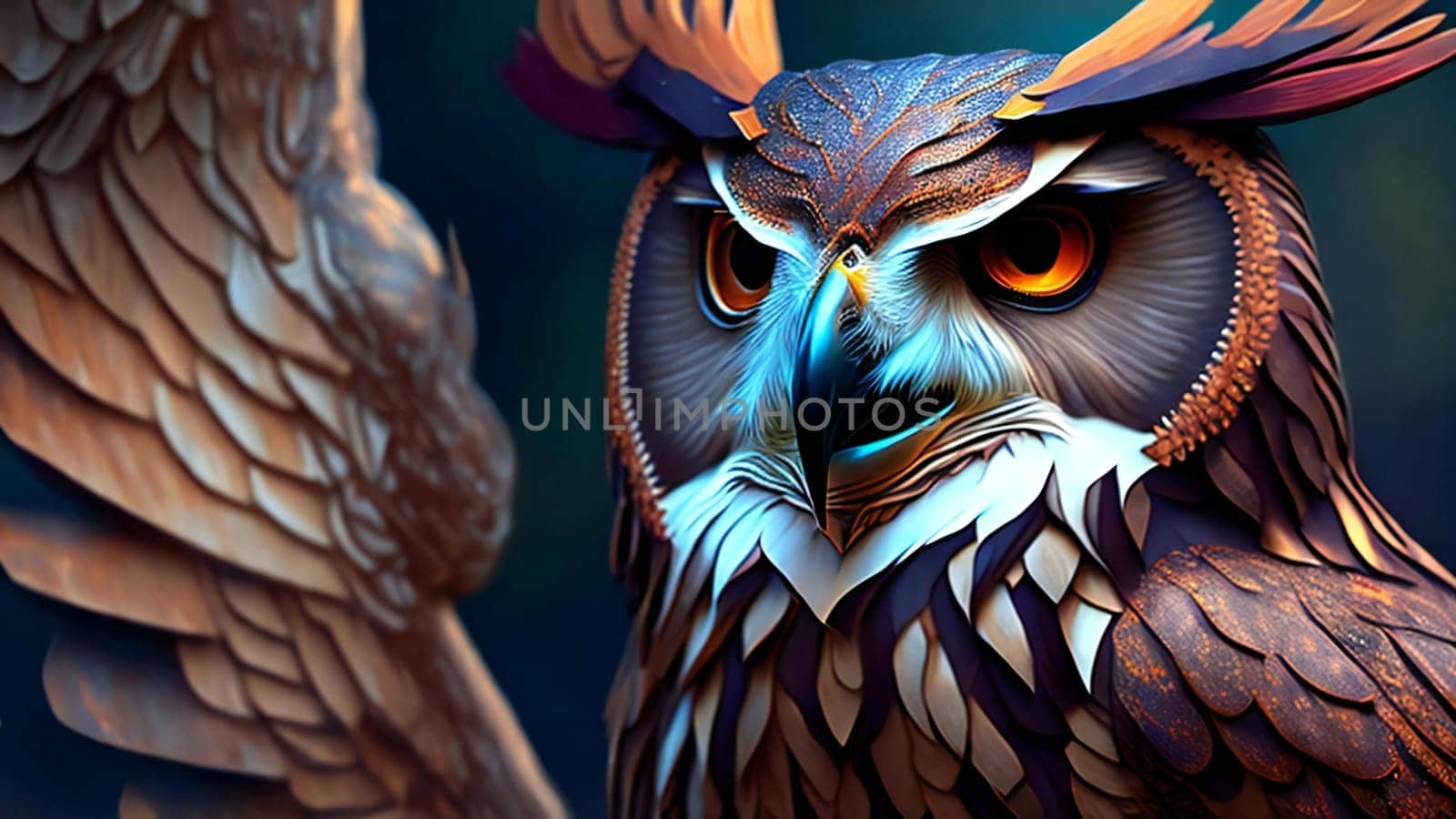 3D Illustration of an Owl as a Fantasy or Art Concept, ai generated