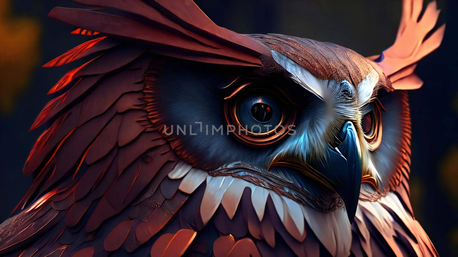 3D Illustration of an Owl as a Fantasy or Concept Art, ai generated