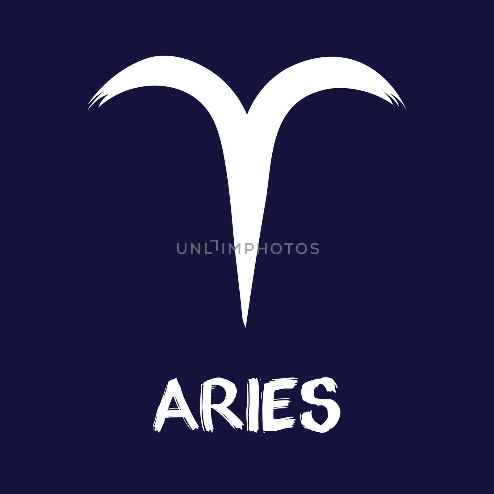 Hand drawn Zodiak signs. White Aries zodiac icons on a blue background. Astrological symbols of the zodiac