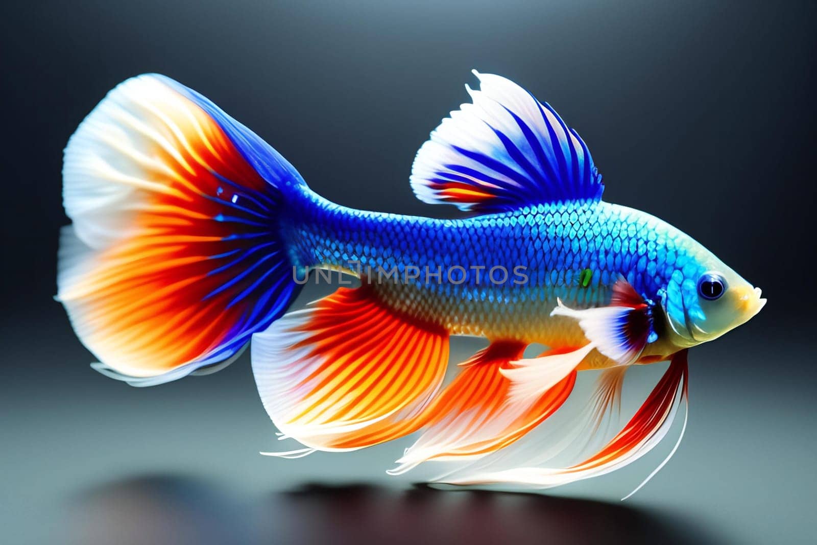 Capture the moving moment of red-blue siamese fighting fish isolated on black background. Betta fish.